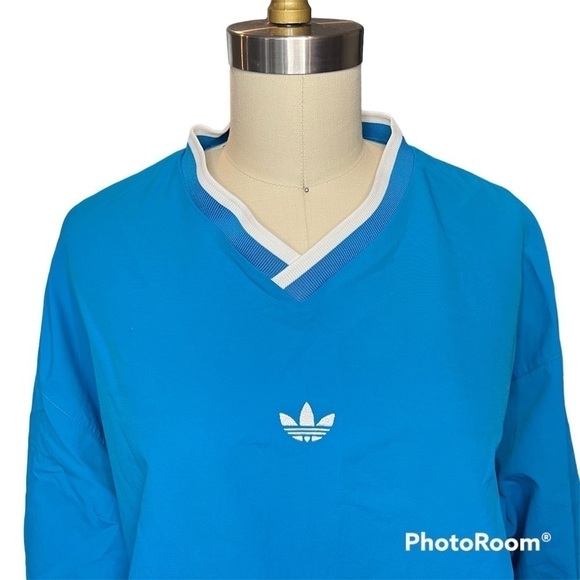 Adidas Wind Pullover Jacket Gender Neutral Teal Blue V Neck EUC - Picture 10 of 14